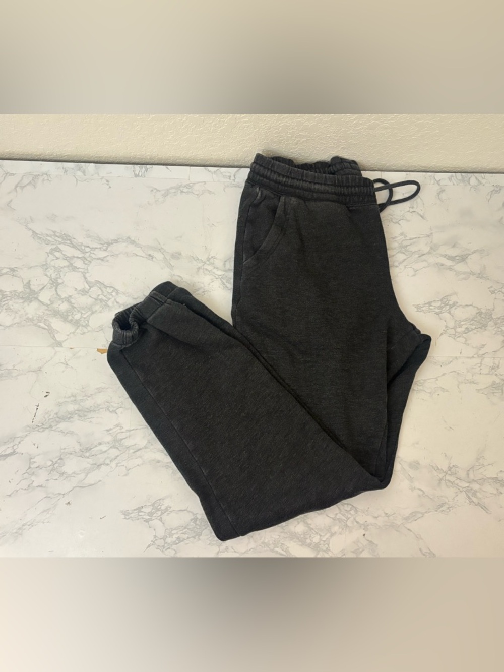 DIVIDED by H&M Joggers Women’s S Elastic Waist Drawstring Black Distressed